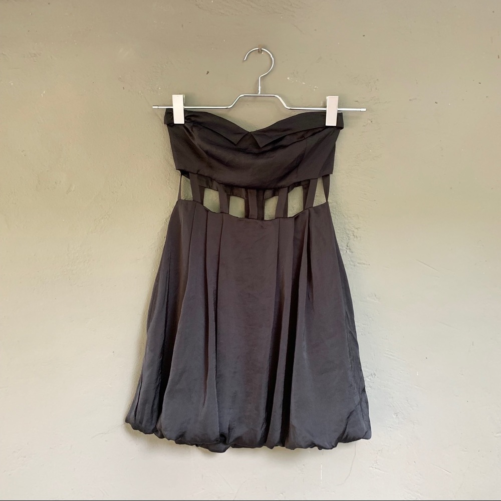 NastyGal keepsake black strapless dress